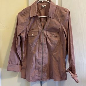 New without tags G by Guess Janine pink zip blouse